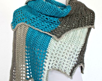 Crochet Pattern Wrap Shawl Cowl Scarf, Blue Ridge, PDF 16-260