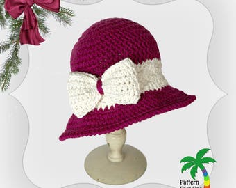 Crochet Pattern for brimmed hat, cloche Holiday Joy in  Child to Adult sizes PDF 14-132