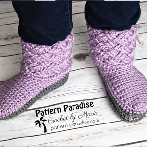 Crochet Pattern for Celtic Weave Slippers, House Slippers for Men, House Slippers for Women, Crocheted Slippers, Crocheted Shoes, Socks image 6
