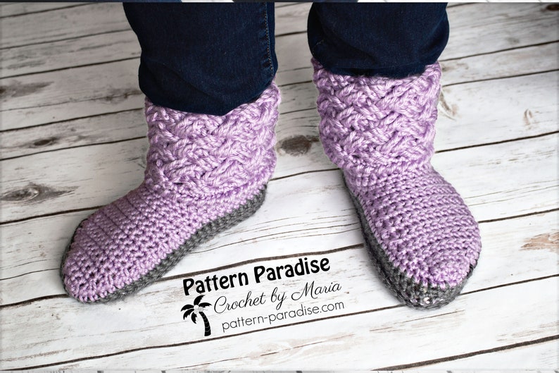 Crochet Pattern for Celtic Weave Slippers, House Slippers for Men, House Slippers for Women, Crocheted Slippers, Crocheted Shoes, Socks image 6