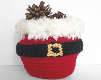 Crochet Pattern Woodland Basket, Container, Storage Container, Santa Basket