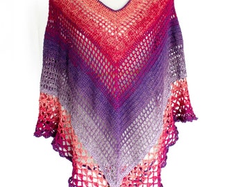 Modèle au crochet pour Sonoma Sunburst Poncho, châle, Wrap, châle femme, châle dentelle, Wrap élégant, Wrap de mariage, châle de mariage