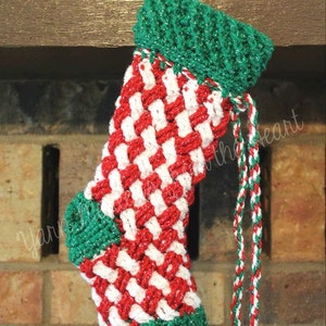 Crochet Pattern for Christmas Stocking, basket celtic weave PDF14-152 INSTANT DOWNLOAD image 4