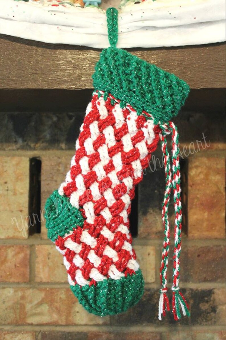 Crochet Pattern for Christmas Stocking, basket celtic weave PDF14-152 INSTANT DOWNLOAD image 4