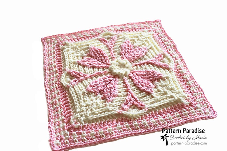 Crochet Pattern Afghan Barcelona, 12 Crochet Square, Blanket Square, Throw image 2