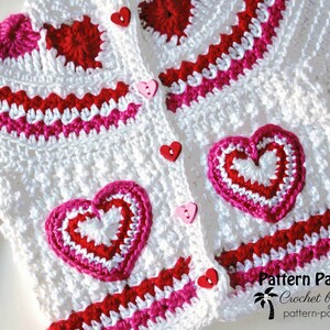 Crochet Pattern for Baby Toddler Sweater, Hearts of Love, PDF 12-093 INSTANT DOWNLOAD image 2