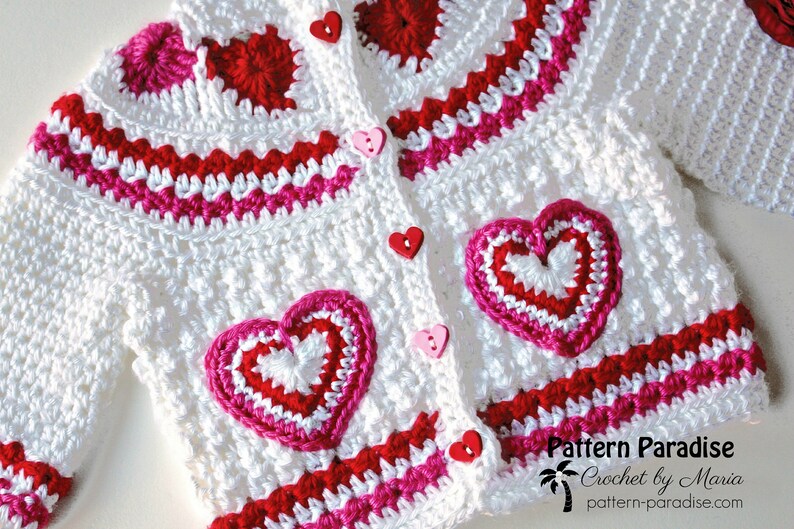 Crochet Pattern for Baby Toddler Sweater, Hearts of Love, PDF 12-093 INSTANT DOWNLOAD image 2