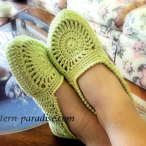 Crochet Pattern for Women's Slippers, Pistachio Slippers Adult Slippers House Shoes, PDF 12-035 INSTANT DOWNLOAD image 3