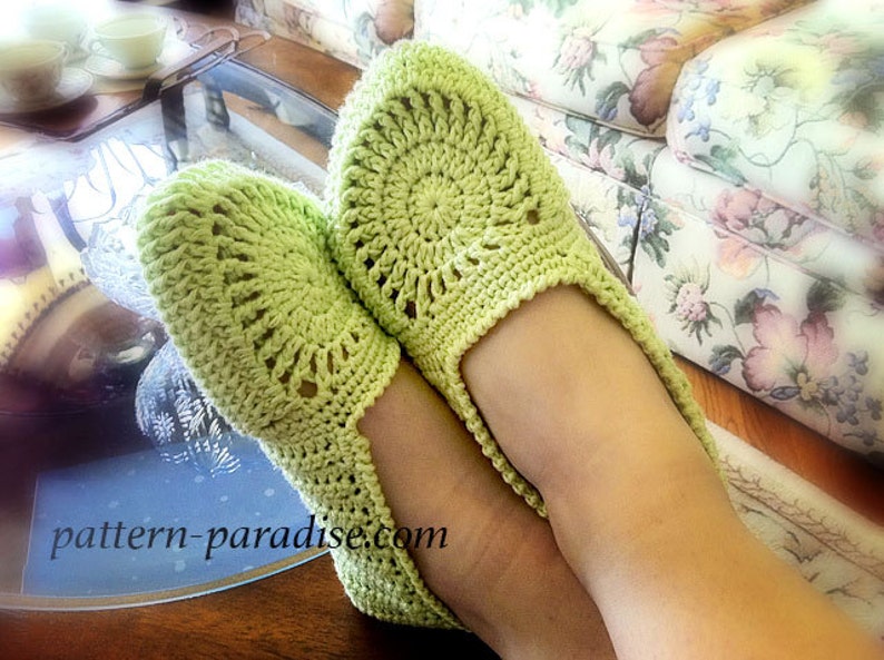 Crochet Pattern for Women's Slippers, Pistachio Slippers Adult Slippers House Shoes, PDF 12-035 INSTANT DOWNLOAD image 3