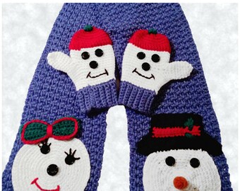 Crochet Pattern for Scarf & Mittens, Snow-Friends Scarf Mittens Shawl Wrap, PDF 12-066