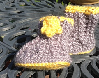 Crochet Pattern for Booties, Sha-Daisy Booties Slippers Shoes for Baby, PDF 12-069