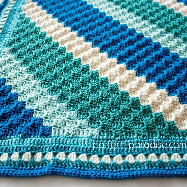 Crochet Pattern Baby Blanket C2C Corner to Corner Striped Throw