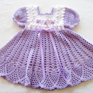 Crochet Pattern for Baby Girl Dress, PDF 12-007 INSTANT DOWNLOAD image 1