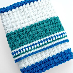 Crochet Pattern Baby Blanket Afghan Throw Blue Hawaiian PDF 17-308 image 3