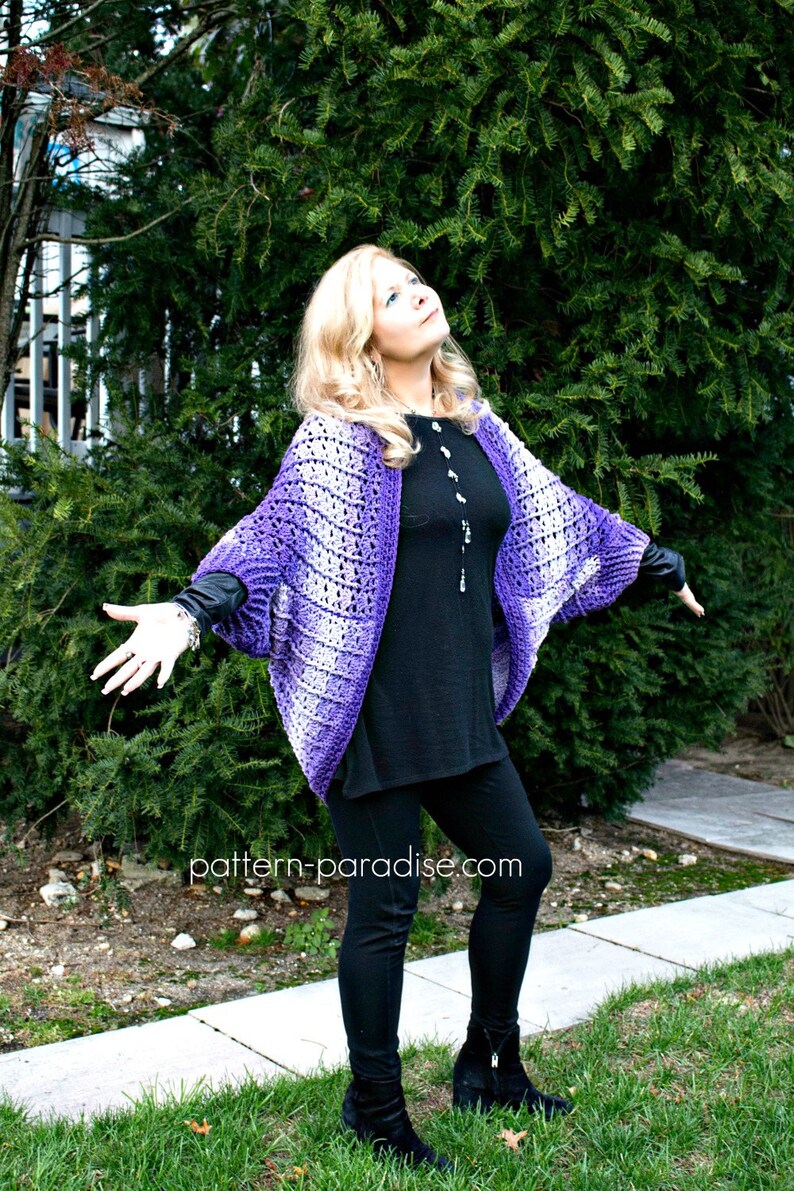 Crochet Pattern for Snuggler Cardigan Sweater Cocoon, PDF 17-338 image 3
