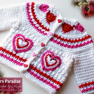 Crochet Pattern for Baby Toddler Sweater, Hearts of Love, PDF 12-093 INSTANT DOWNLOAD image 3