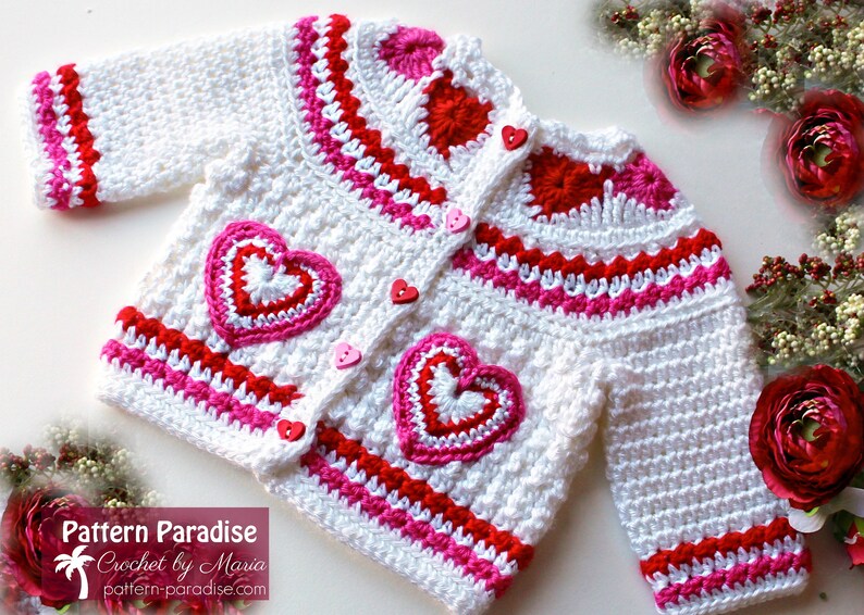 Crochet Pattern for Baby Toddler Sweater, Hearts of Love, PDF 12-093 INSTANT DOWNLOAD image 3