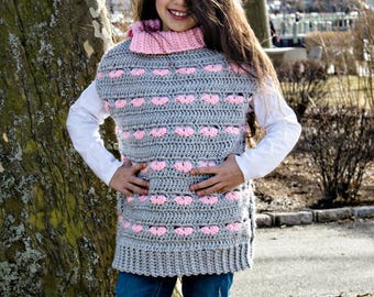 Häkelanleitung, Poncho, Pullover, Weste, Tunika, Mädchen Pullover, Mädchen Poncho, Mädchen Tunika