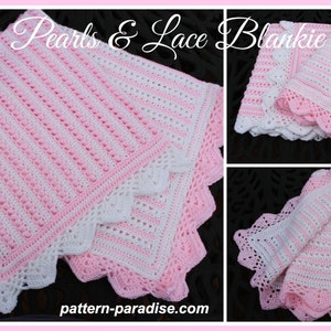 Crochet Pattern Baby Blanket Afghan Throw Pearls & Lace PDF 14-135 INSTANT DOWNLOAD image 2