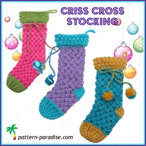 Crochet Pattern for Christmas Stocking, basket celtic weave PDF14-152 INSTANT DOWNLOAD image 5