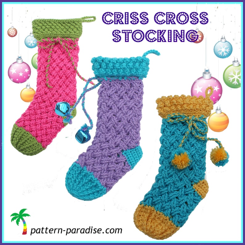 Crochet Pattern for Christmas Stocking, basket celtic weave PDF14-152 INSTANT DOWNLOAD image 5