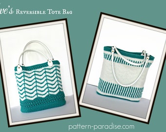 Crochet Pattern Tote Beach Bag, Reversible Market Bag, Eve PDF 17-306