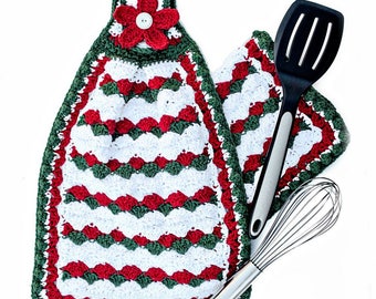 Crochet Pattern Potholder Dishtowel Oven Mitt PDF 12-112 INSTANT DOWNLOAD
