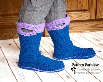 Crochet Pattern for April Showers Slippers, House Slippers for Men, House Slippers for Women, Crocheted Slippers, Crocheted Shoes, Socks