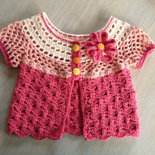 Crochet Pattern for Baby Cardigan Sweater, Sunburst Cardigan PDF 12-101 INSTANT DOWNLOAD