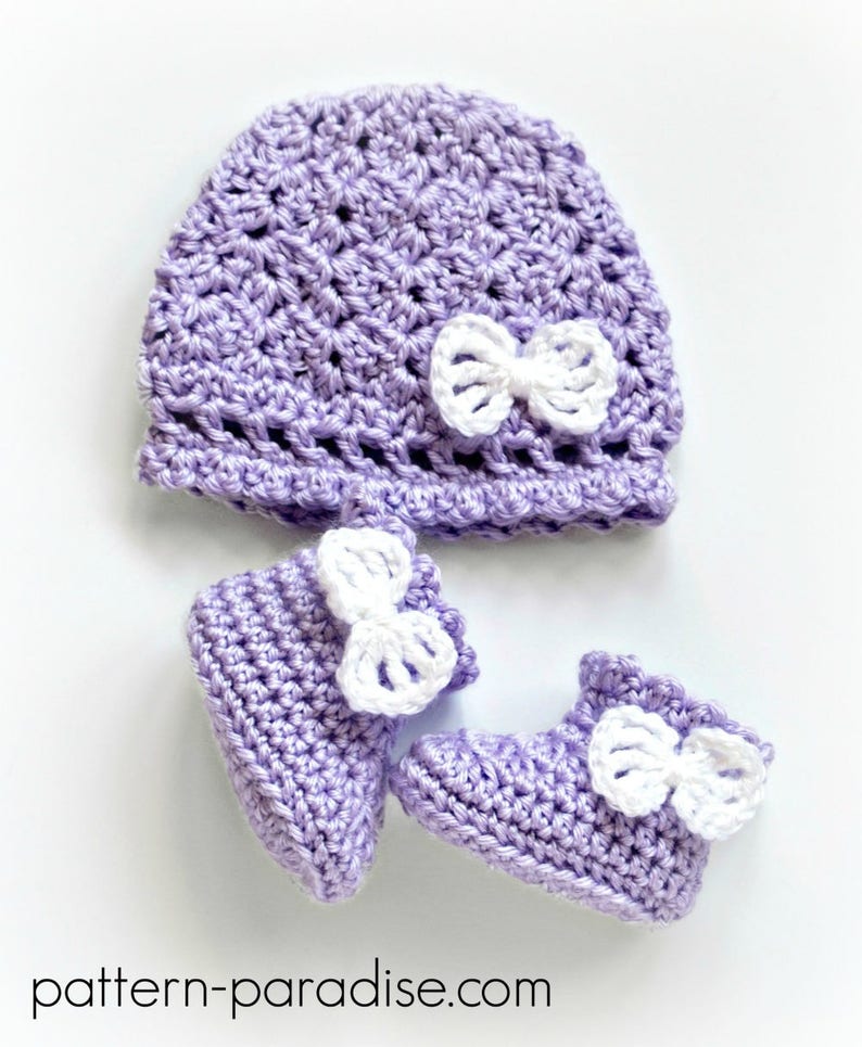 Crochet Pattern Baby Hat and Booties Set PDF 17322 Etsy
