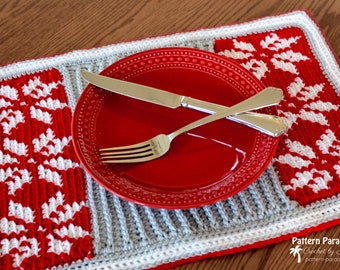 Crochet Pattern Snowflake Placemat, Table Setting, Tablecloth, Christmas Decoration, Table Runner, Doily