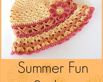 Crochet Pattern for Sunhat Newborn to Adult PDF 14-142