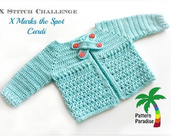 Crochet Pattern for Baby Sweater, X Stitch, PDF 15-186 INSTANT DOWNLOAD