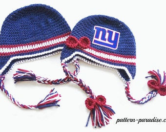Crochet Pattern, Football Hat, Earflaps  PDF 12-059