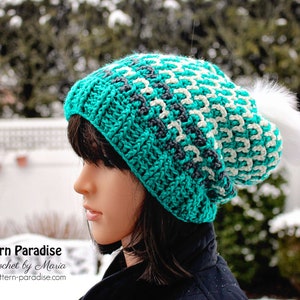 Crochet Pattern Winston Hat, Beanie, Slouchy, Hat for Men, Hat for Women, Hat for Kids, crochet hat image 2