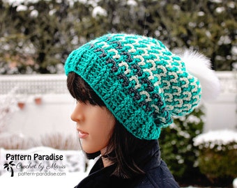 Crochet Pattern Winston Hat, Beanie, Slouchy, Hat for Men, Hat for Women, Hat for Kids, crochet hat