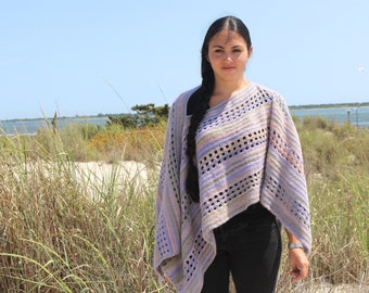 Crochet Pattern for Poncho Shawl, Windowpane, PDF 14-151 INSTANT DOWNLOAD