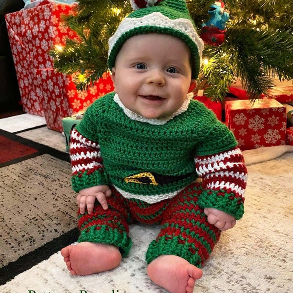 Crochet Pattern Elf Onesie, Baby Pants, Baby Christmas, Baby Romper