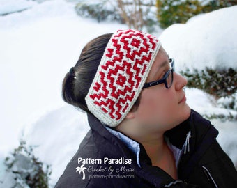 Crochet Pattern Mosaic Crochet Headband, Earwarmer, Head Covering, Headwrap, Head Cover, Crochet Headband