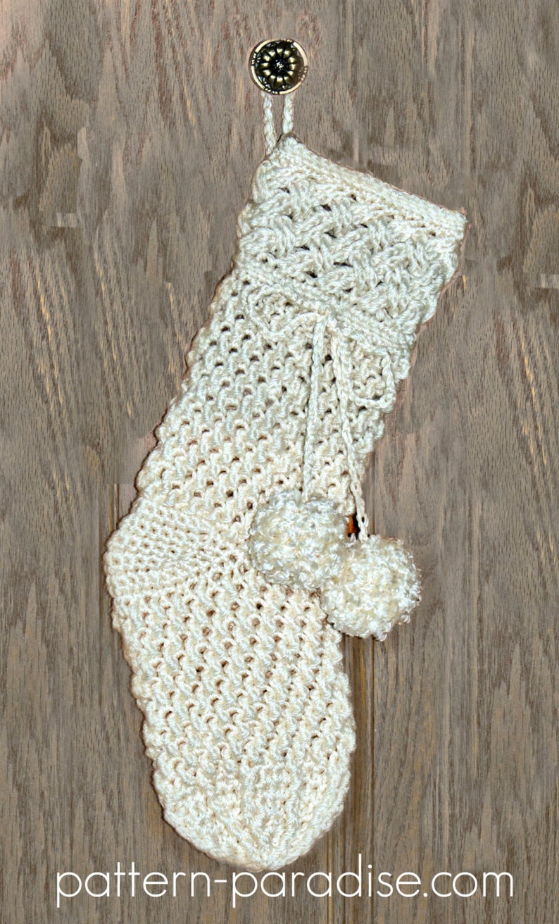 Crochet Pattern for Christmas Stocking, Ivory Snow Aran PDF16-280 image 2