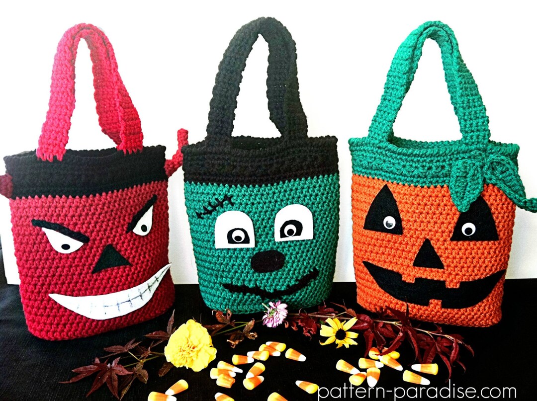 Halloween Trick or Treat Candy Bags, Crochet Pattern PDF 12-047 INSTANT ...