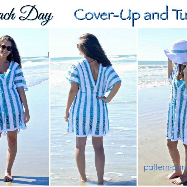 Crochet Pattern for Beach Day Bathing Suit Cover-Up Tunic