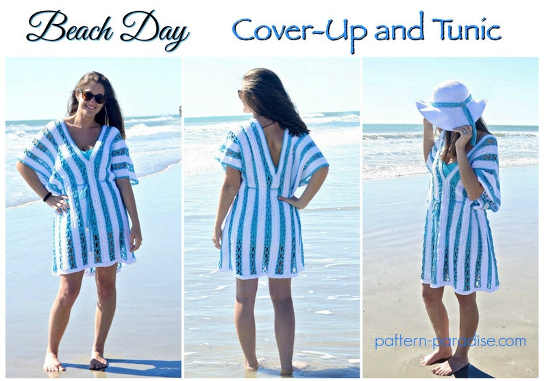Crochet Pattern for Beach Day Bathing Suit Cover-Up Tunic image 1