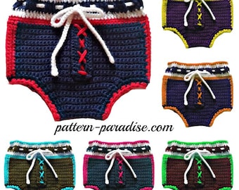 Crochet Pattern for Football Inspired  Diaper Cover Soaker, PDF12-058 INSTANT DOWNLOAD