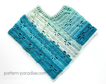 Crochet Pattern for Poncho Shawl, Dragonfly, PDF 16-252