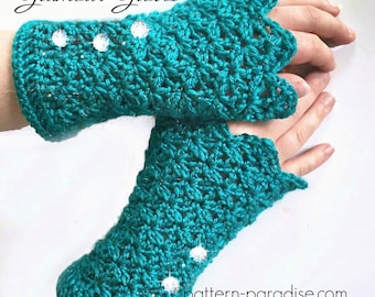 Crochet Pattern for Fingerless Gloves, Glamour Gloves Mittens PDF 16-249