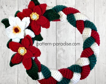 Crochet Pattern for Christmas Wreath Braided Wall Hanging PDF16-245