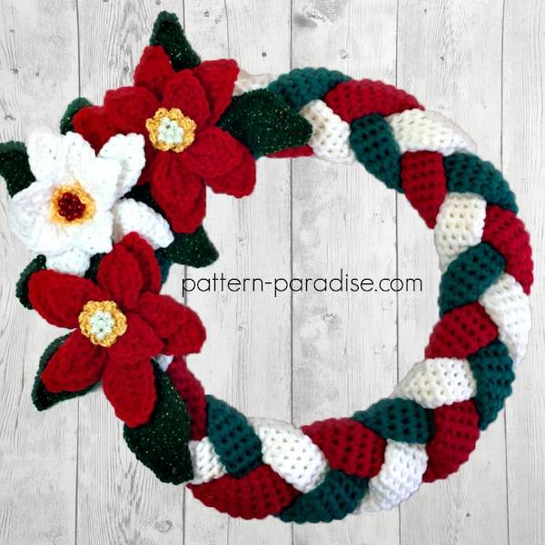 Crochet Pattern for Christmas Wreath Braided Wall Hanging PDF16-245