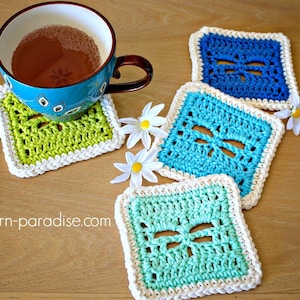 Crochet Pattern Dragonfly Coasters PDF 17-303 image 1