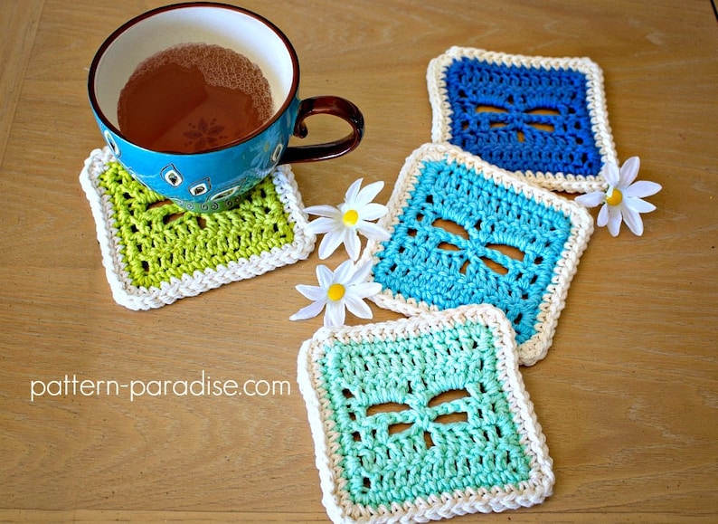 Crochet Pattern Dragonfly Coasters PDF 17-303 image 1